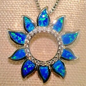Gorgeous Sunflower Opal Pendant Necklace